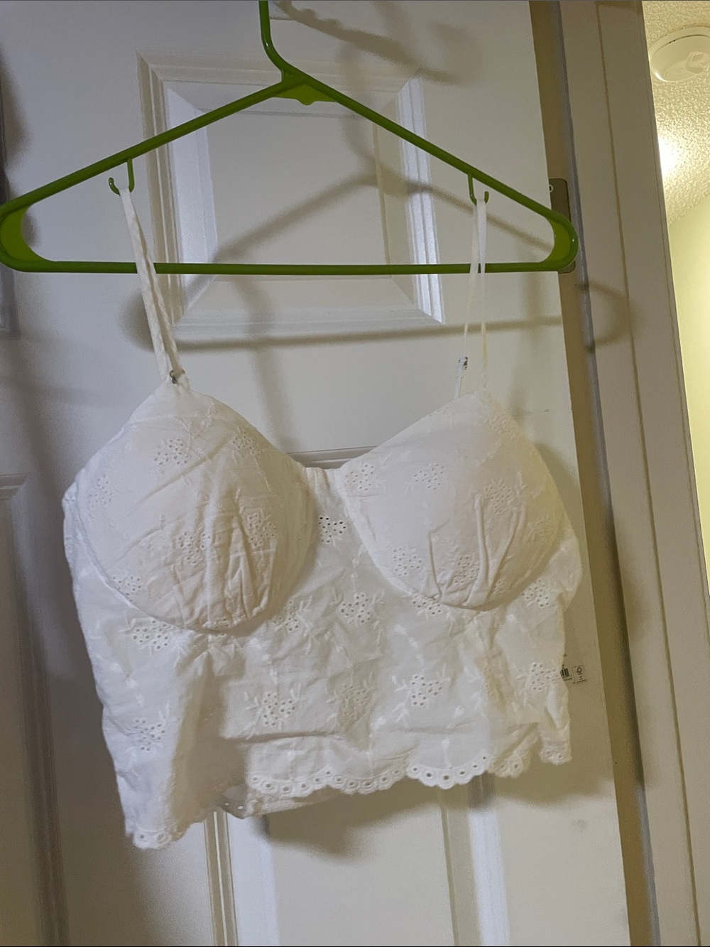 SO White Smocked Eyelet Crop Top